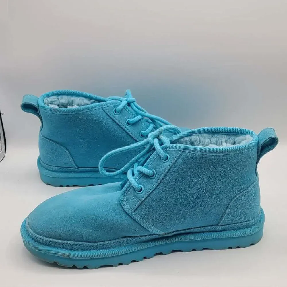 UGG Neumel Blue Suede Shearling Boots size 7